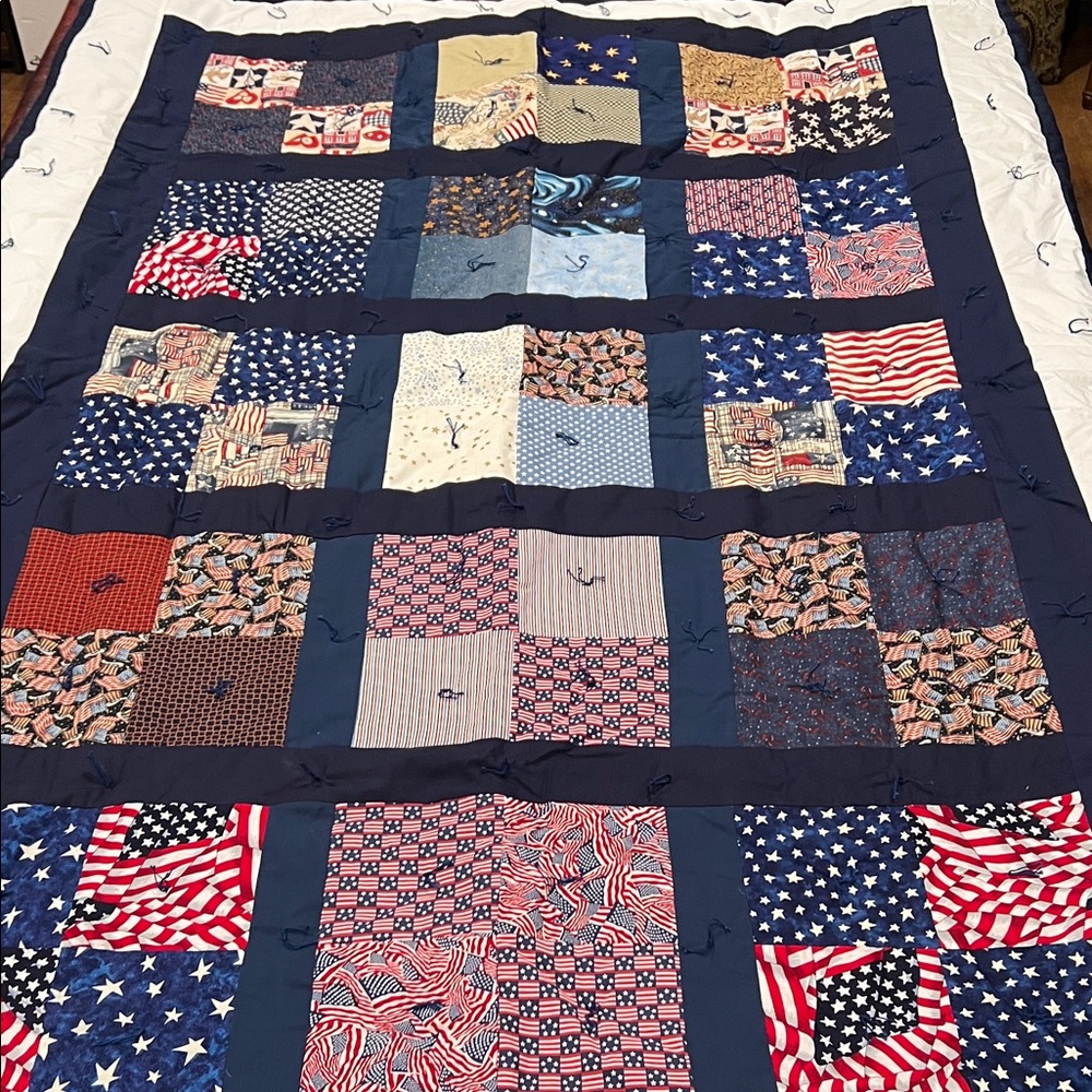 Patchwork Quilt with Patriotic Design